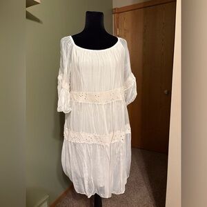 White Boho Peasant Dress